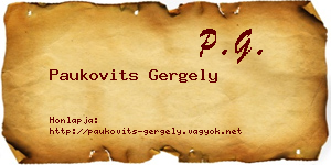 Paukovits Gergely névjegykártya